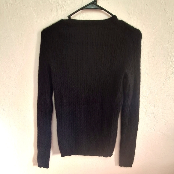 Anne Klein 100% Cashmere Black Cable Knit  Women's Sweater Size S - Picture 2 of 5